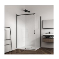 China manufacturer bathroom 3 panel black aluminium alloy frame sliding glass shower enclosure