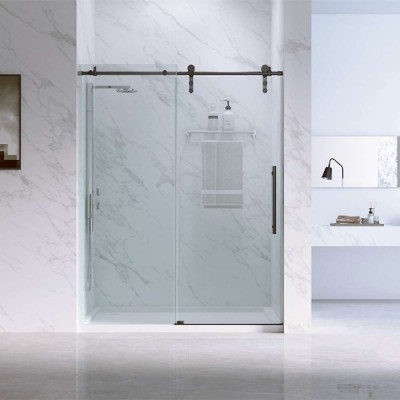 SALLY Shower Doors Frameless Tempered Glass Fixed Panel Shower Door Deep U-Channel - 95"