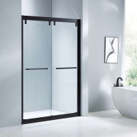 KD5218 8/10mm Tempered Glass Matte Black Stainless Steel Hardware Bypass Sliding Shower Door,shower Cabin,Shower Screen