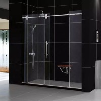 Frameless sliding tempered glass shower door for bathroom