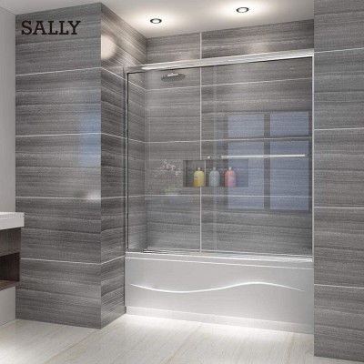 SALLY Wholesale ANSI Semi-Frameless Bypass Shower Door Easy Clean coating Tempered Glass Bathtub Shower room Door