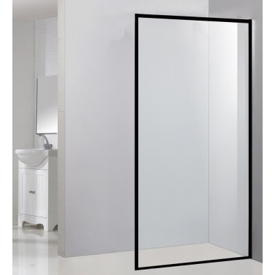 SALLY 8mm Matte Black Aluminum Frame Walk in Shower Panel with Tempered Glass Shower Enclosure